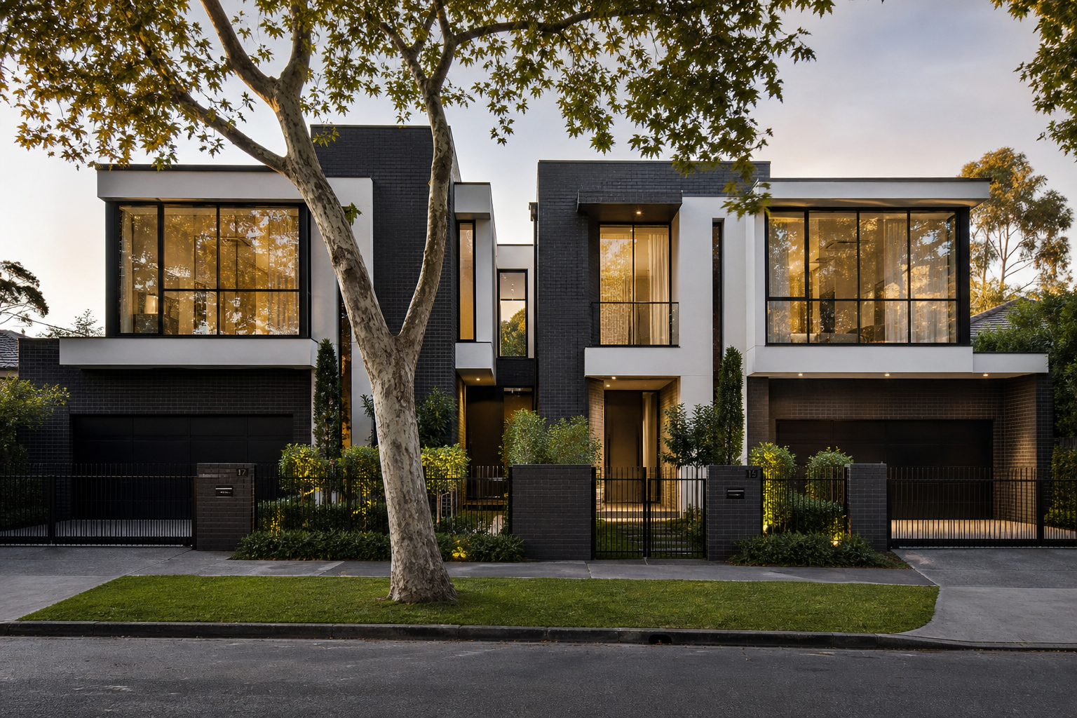 Contemporary luxury townhouse duplex in Toorak with premium landscaping